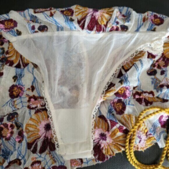 FREE PEOPLE  PLUM COMBO "DAY DATE" EMBROIDRED Bloom Core Cottage Core Bodysuit - Picture 2 of 10